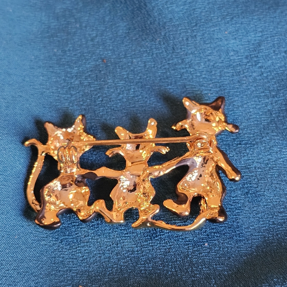 Decorative Black and Gold Cat Trio Figurine - Pet Lover Accent - Picture 2 of 2